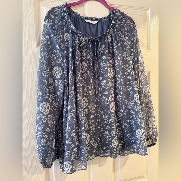 LC Lauren Conrad Tops - Lauren Conrad sheer blouse with ruffle neck